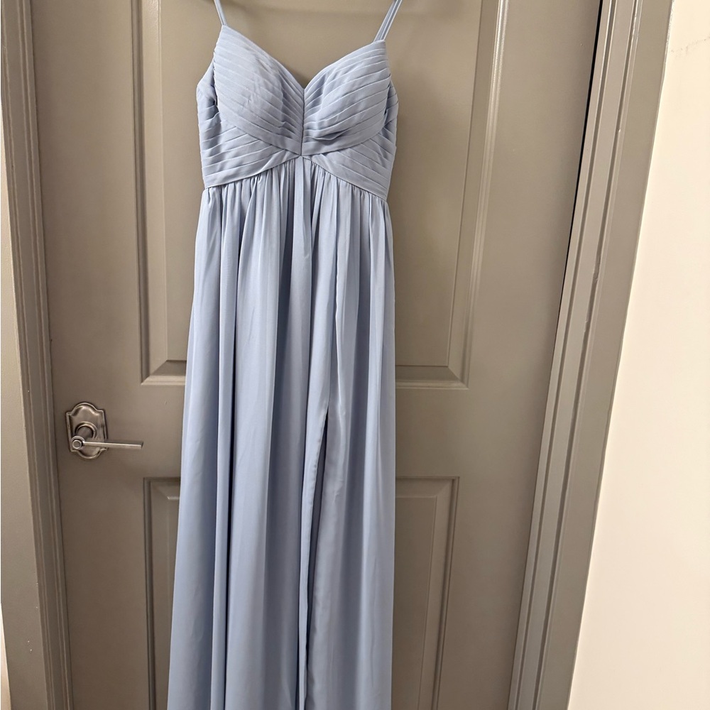 Azazie Blue Maxi Dress Spaghetti Strap Sweetheart Neckline